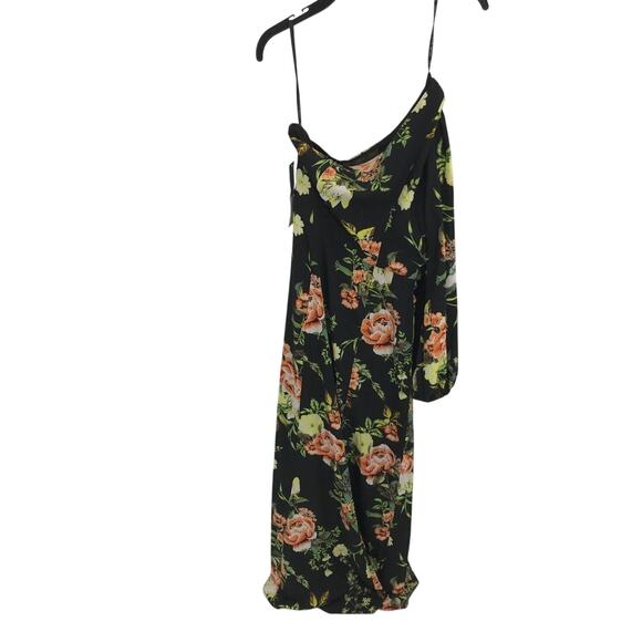 Rachel Roy Black Floral One-Shoulder Maxi Dress NWT Size 6 Wedding Guest - Picture 9 of 10